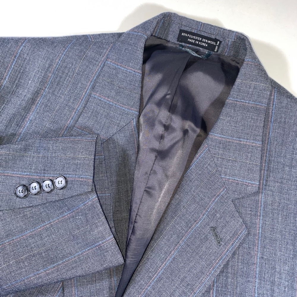 Austin Manor Mens Blue Pinstripe Wool Blend Two Button Blazer Sport Coat 46L